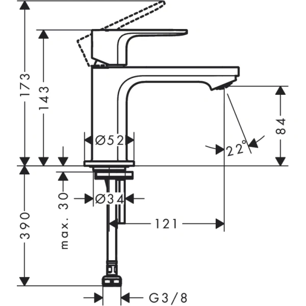 кран для холодной воды без донного клапана hansgrohe rebris s 72503670