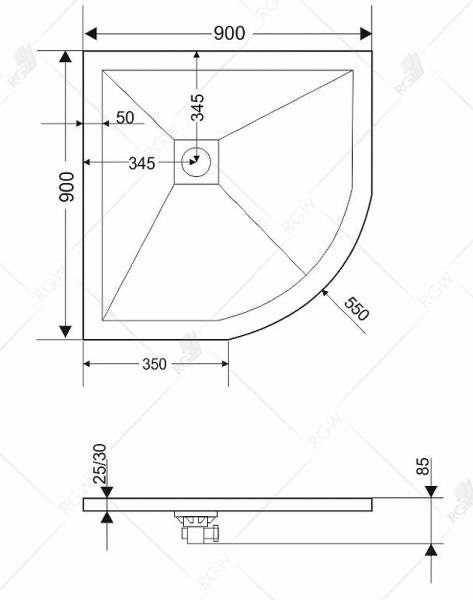 душевой поддон из искусственного камня rgw stone tray st/r-tr 90x90 16153099-11 терракот