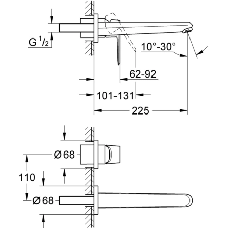 смеситель для раковины без донного клапана grohe eurodisc cosmopolitan 19974002