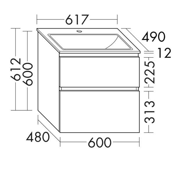 тумба с раковиной burgbad accura sgvi061f6037g0259c0001*1, 60 см, подвесная, цвет белый матовый