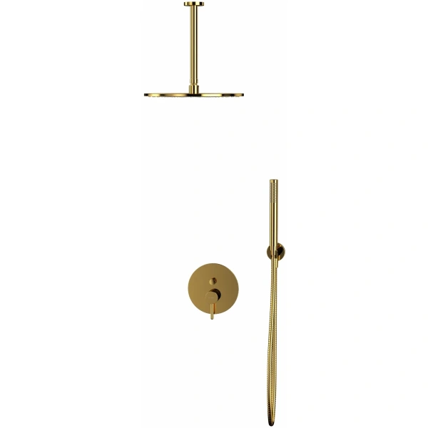 душевой комплект whitecross y yset12gl 300 мм, со смесителем, золотой