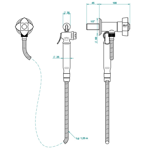 thg thg pуtale de cristal bleu гигиенический душ, цвет: золото/синий хрусталь