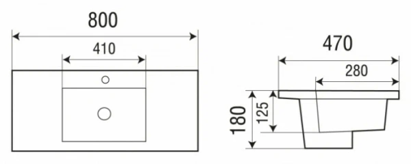 раковина встраиваемая weltwasser deilbach 7505 80 см, 10000004629, цвет белый