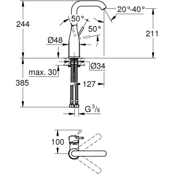 смеситель для раковины без донного клапана grohe essence new 23541001