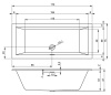 акриловая ванна riho rething cubic b105011005 r, 170x75