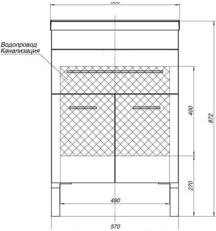 тумба под раковину aquanet верона 00304535 1 ящик, 2 дверцы, 57x47.4 см,бежевый