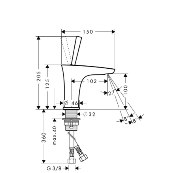 смеситель для раковины hansgrohe puravida 15075000