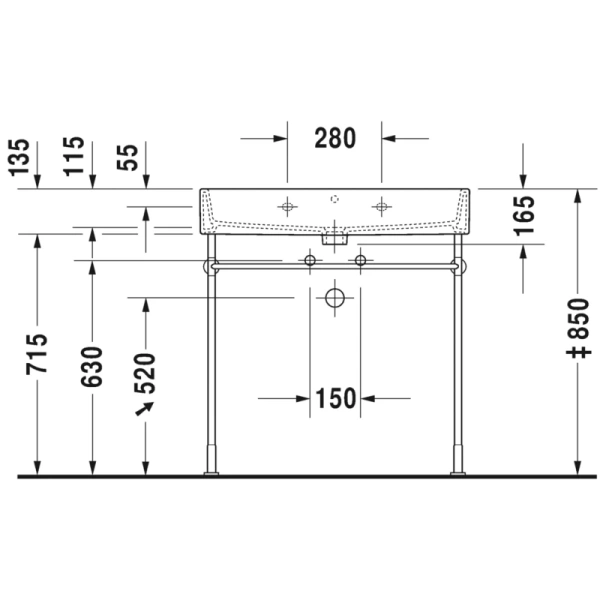 раковина накладная/подвесная 80 см duravit vero air 235080 00 00