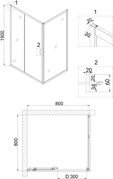 душевой уголок niagara nova ng-82-8ab-a80b 80x80, квадратный, черный