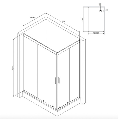 душевой уголок am.pm gem 120x90 w90g-404-120290-mt профиль хром матовый стекло прозрачное