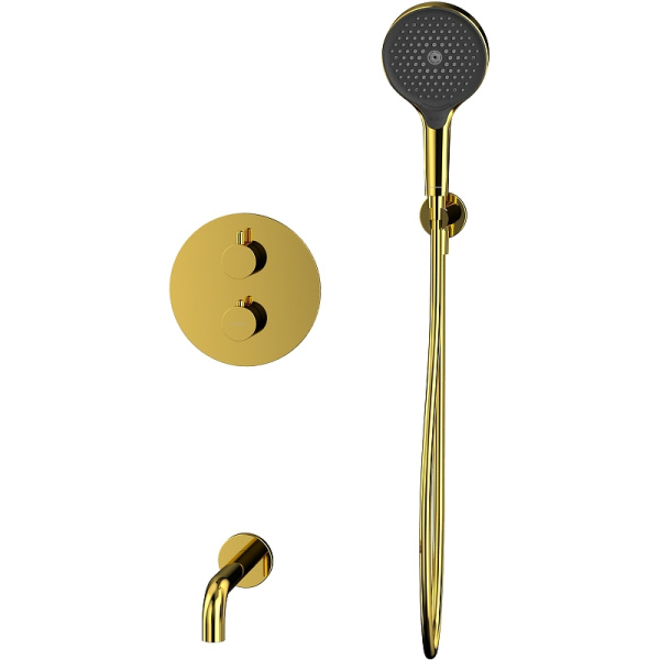 смеситель для ванны whitecross y gold yset10topgl с термостатом золото