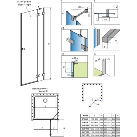 душевая дверь radaway essenza pro dwj 100 right 10099100-01-01r прозрачное