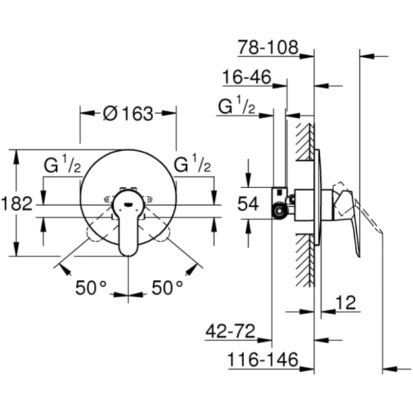 смеситель для душа grohe bauedge 29078000