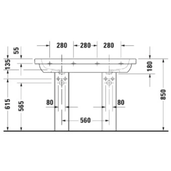 раковина полувстраиваемая duravit d-code 03481200002