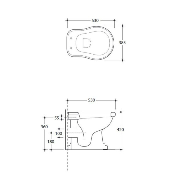 унитаз приставной kerasan retro 101104 черный глянцевый