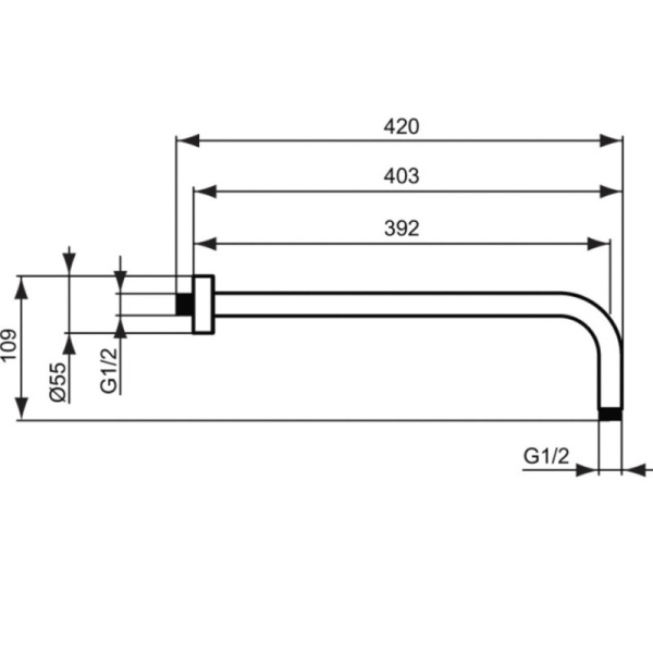 кронштейн для верхнего душа ideal standard idealrain b9445aa