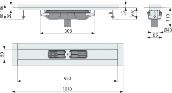 душевой лоток alcaplast apz1106-950 без решетки