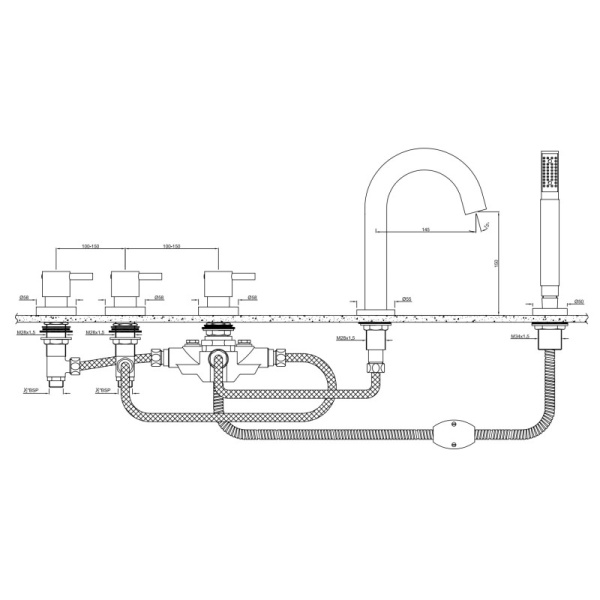 смеситель на борт ванны jaquar florentine flr-chr-5277a