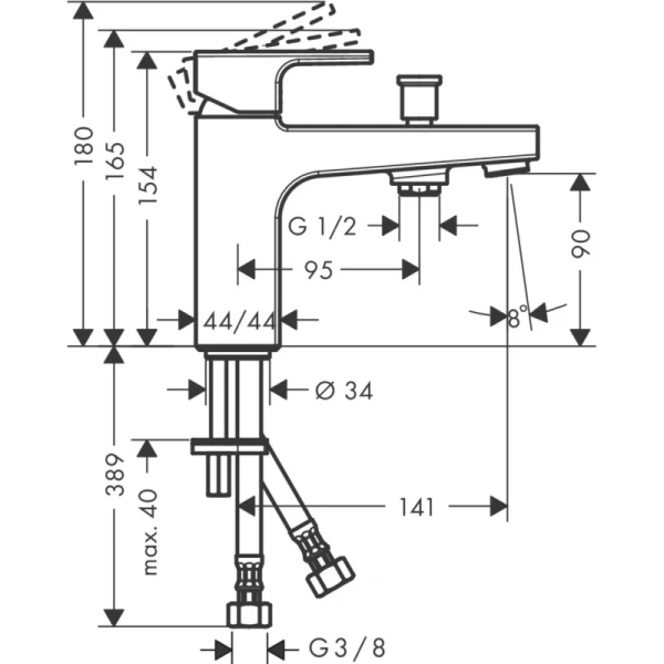 смеситель на борт ванны hansgrohe vernis shape monotrou 71464000