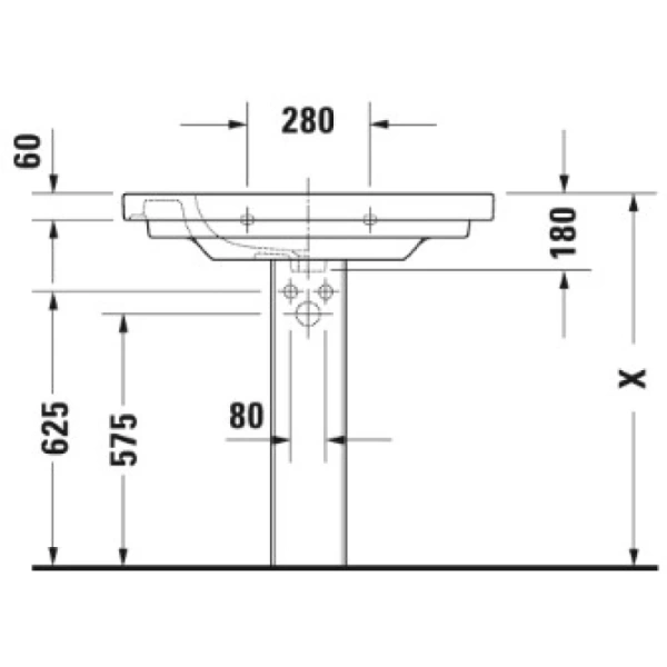 раковина полувстраиваемая duravit d-code 85 см 03428500002