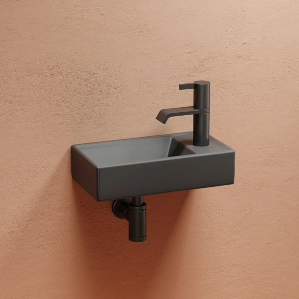 раковина ceramicanova element cn6051lmdh подвесная, чаша слева, 41.7х21.7 см, темный антрацит матовый