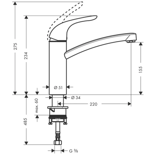 смеситель для кухни hansgrohe focus m41 31780000, хром