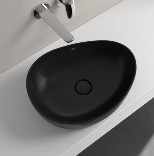 раковина накладная 51 см villeroy & boch antao 4a7351r7, ceramicplus, цвет pure black