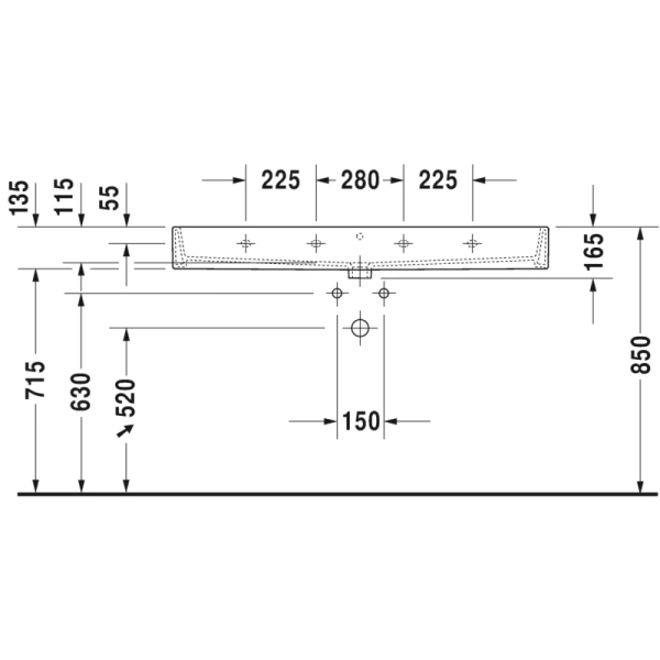 раковина в ванную накладная duravit vero air 120 см 2350120000