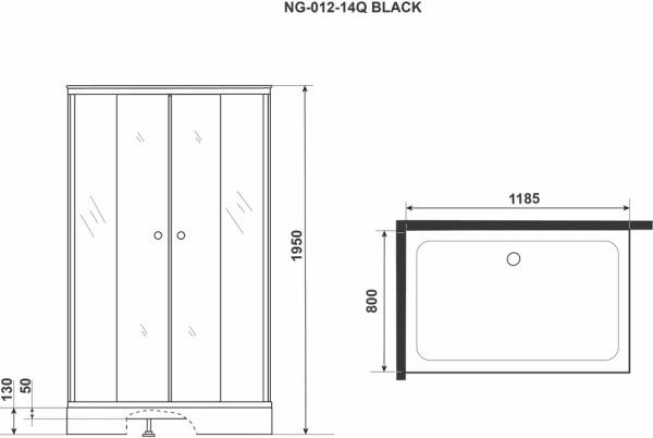 душевой уголок niagara eco ng-012-14q black мозаика, с поддоном