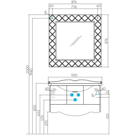 Зеркало Акватон Венеция 1A155702VN010 87.6x87.6 см