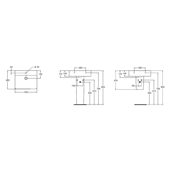 раковина подвесная ideal standard connect cube e784401 55 см