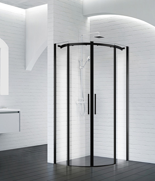 душевой уголок belbagno acqua 90x90 acqua-r-2-90-c-nero профиль черный стекло прозрачное