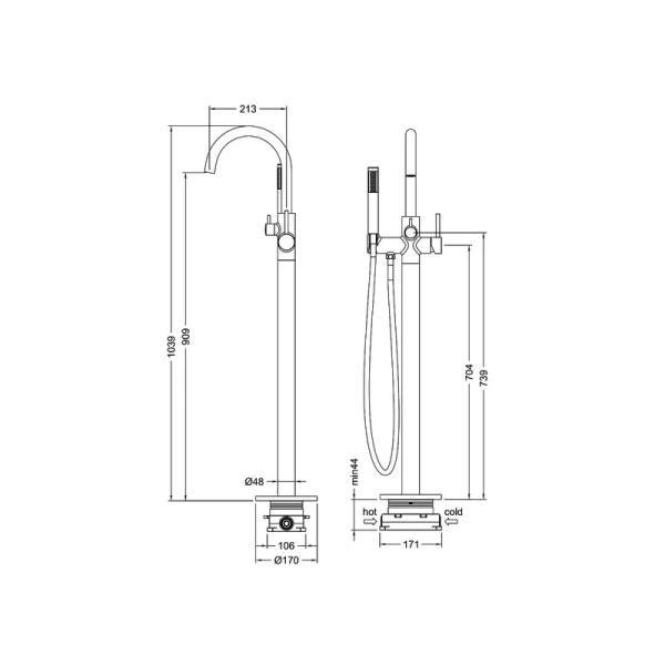 напольный смеситель для ванны с душем timo saona 2310/16y-cr белый матовый