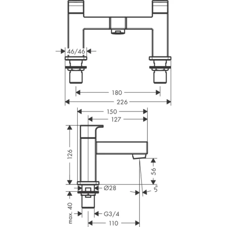 смеситель на борт ванны hansgrohe vernis shape 71452670