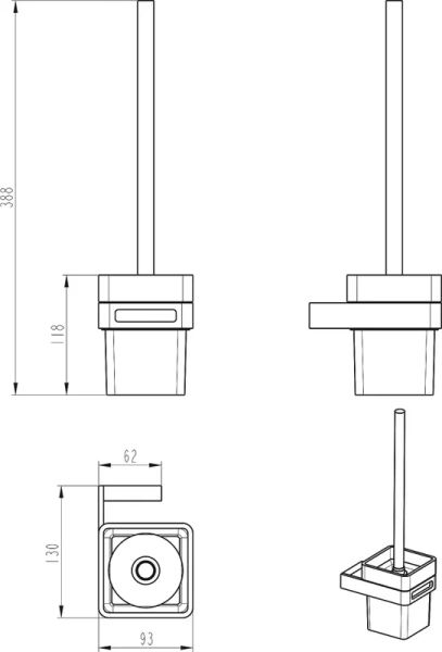 Ёршик для унитаза Boheme Q 10954-SGM оружейная сталь глянцевая