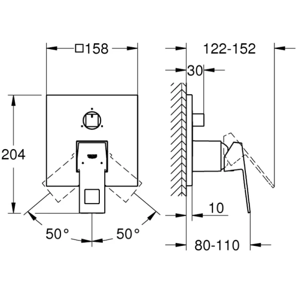 смеситель для ванны grohe eurocube 24094000