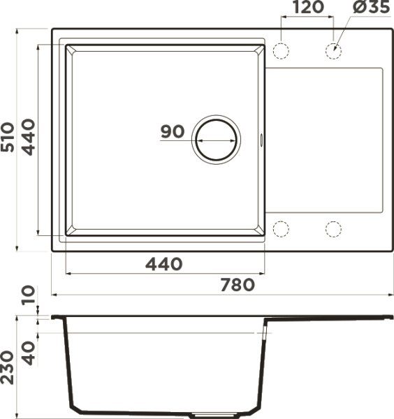 кухонная мойка omoikiri daisen-78-lb-be 4993686 ваниль