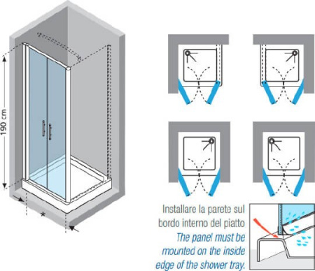 дверь для душевой кабины в нишу novellini young 2b young2b78-1k
