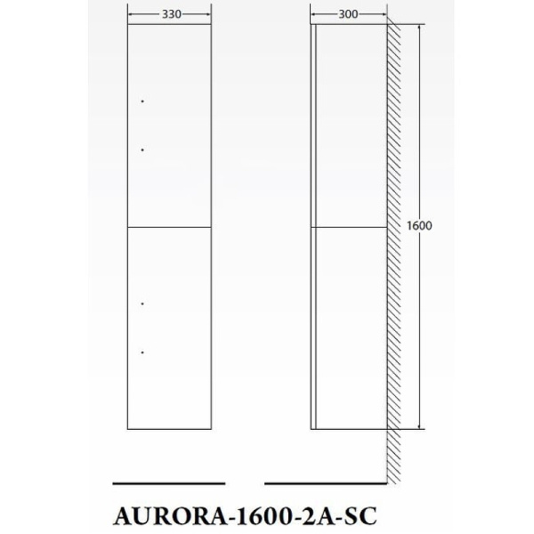 шкаф пенал belbagno aurora 33 aurora-1600-2a-sc-bl-p-r подвесной bianco lucido без ручек