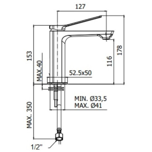 смеситель для раковины paffoni tilt ti071no без донного клапана, цвет черный матовый