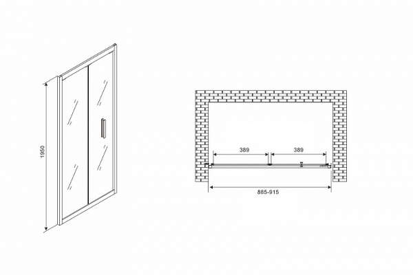 душевая дверь abber sonnenstrand 90 ag07090 профиль хром стекло прозрачное