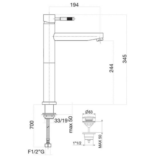 смеситель для раковины с донным клапаном webert rimini ri831402560