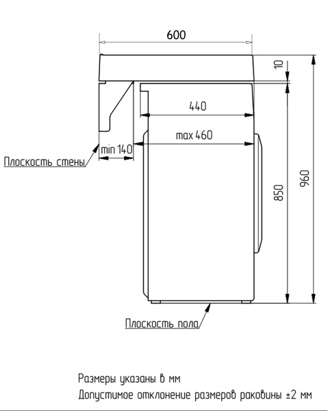 раковина на стиральную машину azario slim cs00078302 60х60 см, цвет белый