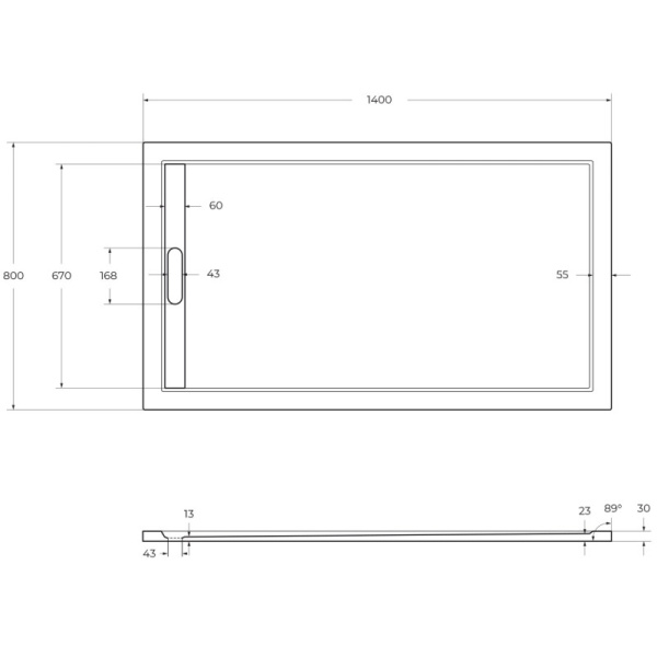 душевой поддон из литого мрамора 140x80 cezares tray-as-ah-140/80-30-w