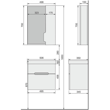 Зеркальный шкаф 49,8x70 см белый R Jorno Moduo Slim Mod.03.50/W