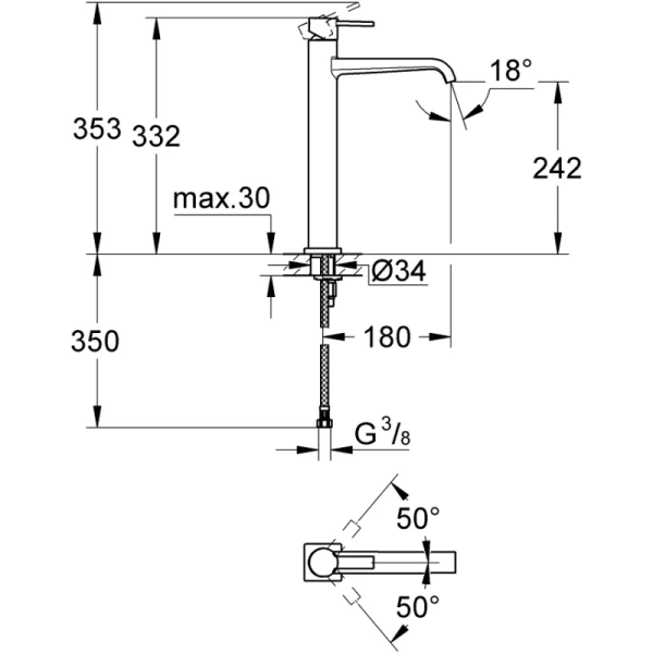 смеситель для раковины без донного клапана grohe allure 23403000