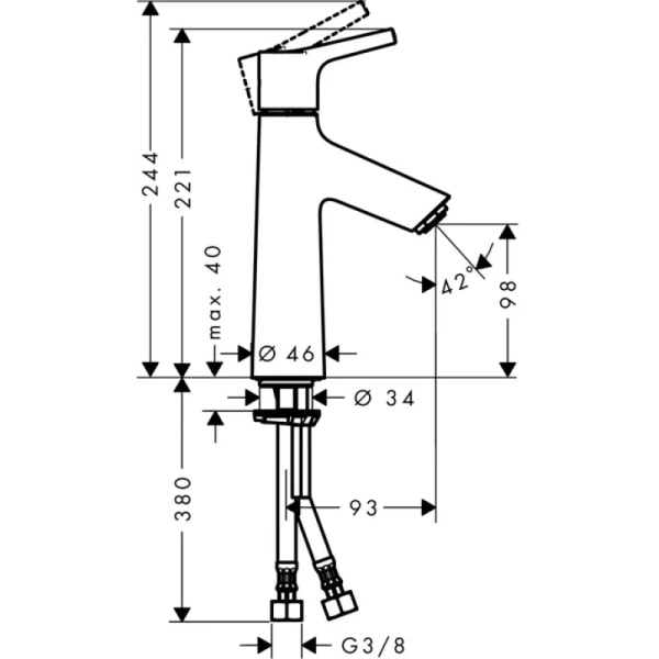 смеситель для раковины 100, coolstart, без донного клапана hansgrohe talis s 72023000