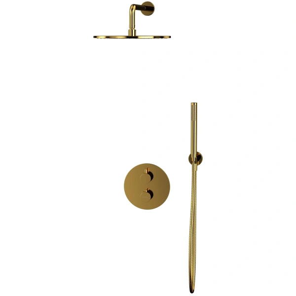 душевой комплект whitecross y yset08gl 300 мм, с термостатом, золотой