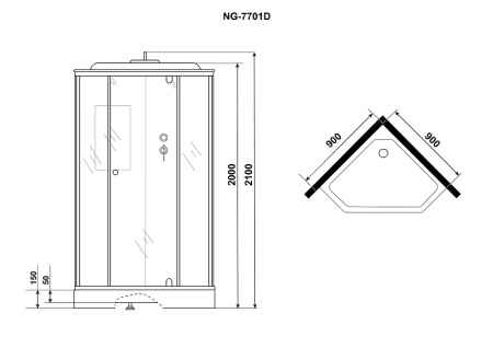 душевая кабина niagara luxe 90x90 ng-7701dm без гидромассажа