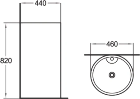 раковина santiline sl-4003mb напольная, 46x44 см, моноблок, цвет черный